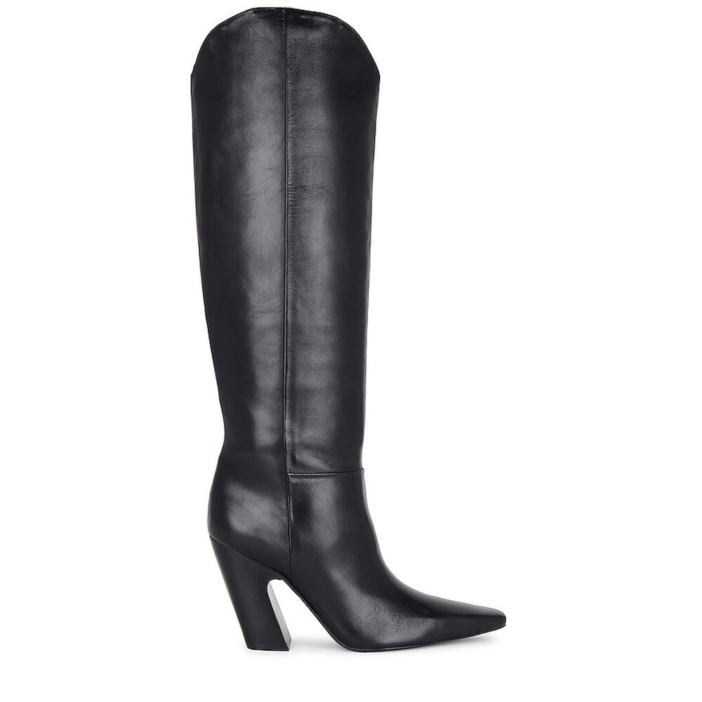 A'Mmonde Atelier 'Daria' Black Leather Wood Heel Boot Size 6.5 - NWT